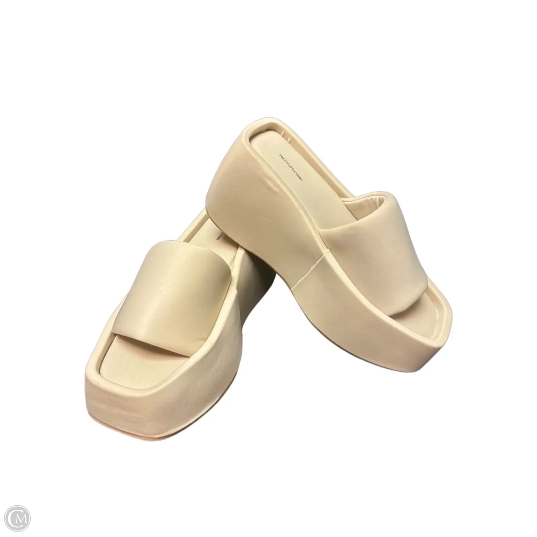 Sandals Heels Platform By Pretty Little Thing In Beige, Size: 5 - Image 6